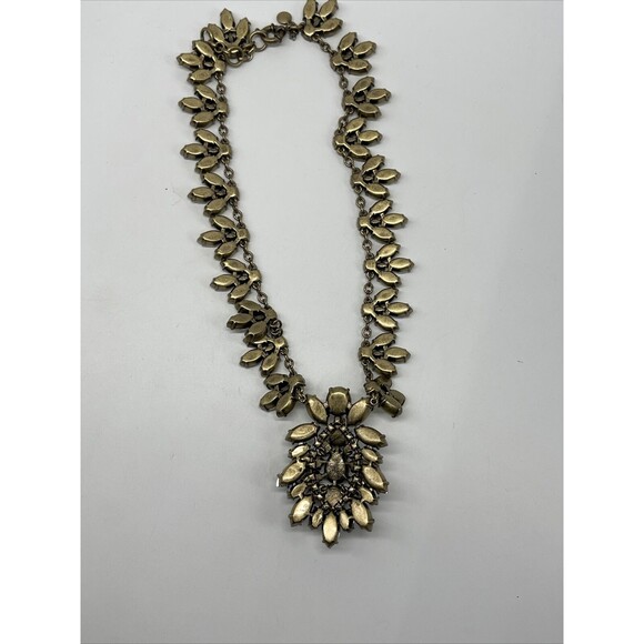 J Crew Neutral￼ Colored Crystal Large Medallion Continuous Statement Necklace - Picture 7 of 11